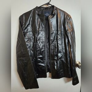 Faded Glory 100% Leather Zip Front Jacket